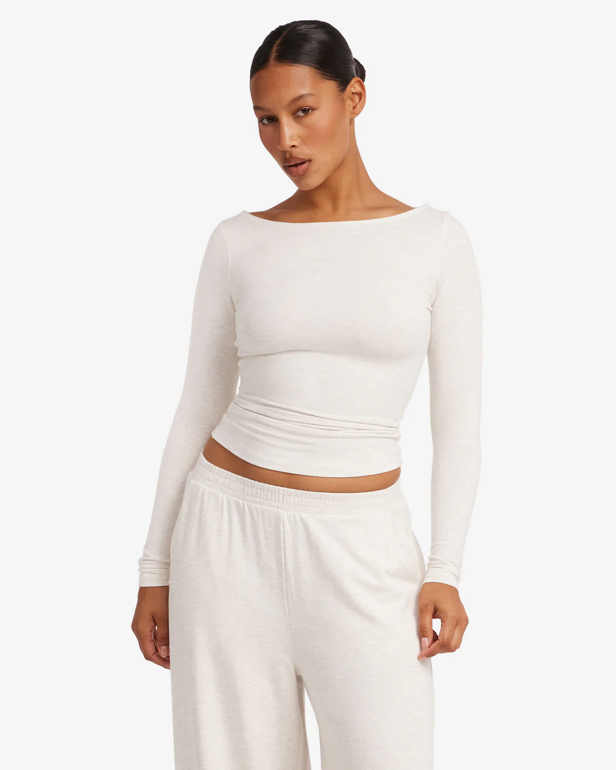 Boat Neck Long Sleeve Top | Oat - Image 6