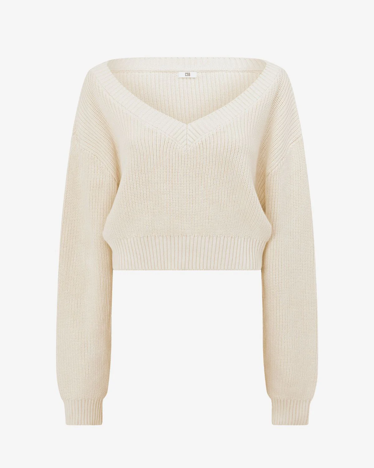 Cropped Off Shoulder Knit Jumper | Vanilla - Image 7