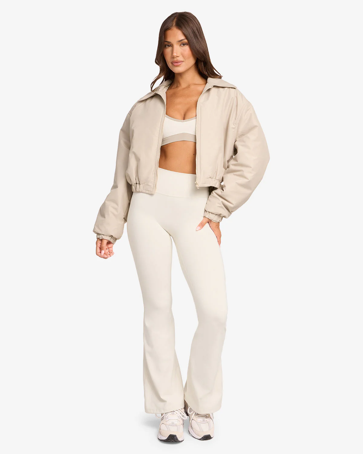 Cropped Oversized Bomber Jacket | Fawn - Image 9