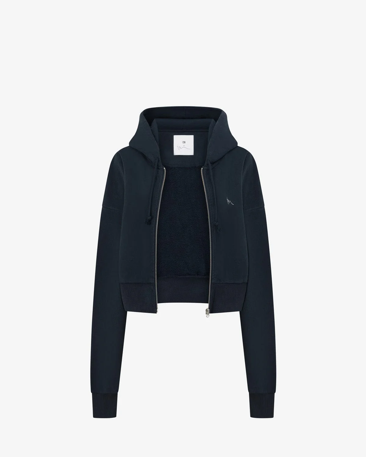 Cropped Zip Hoodie | Deep Navy - Image 6
