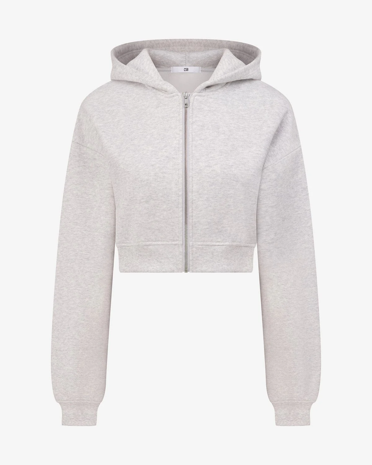 Cropped Zip Hoodie | Snow Marl - Image 11