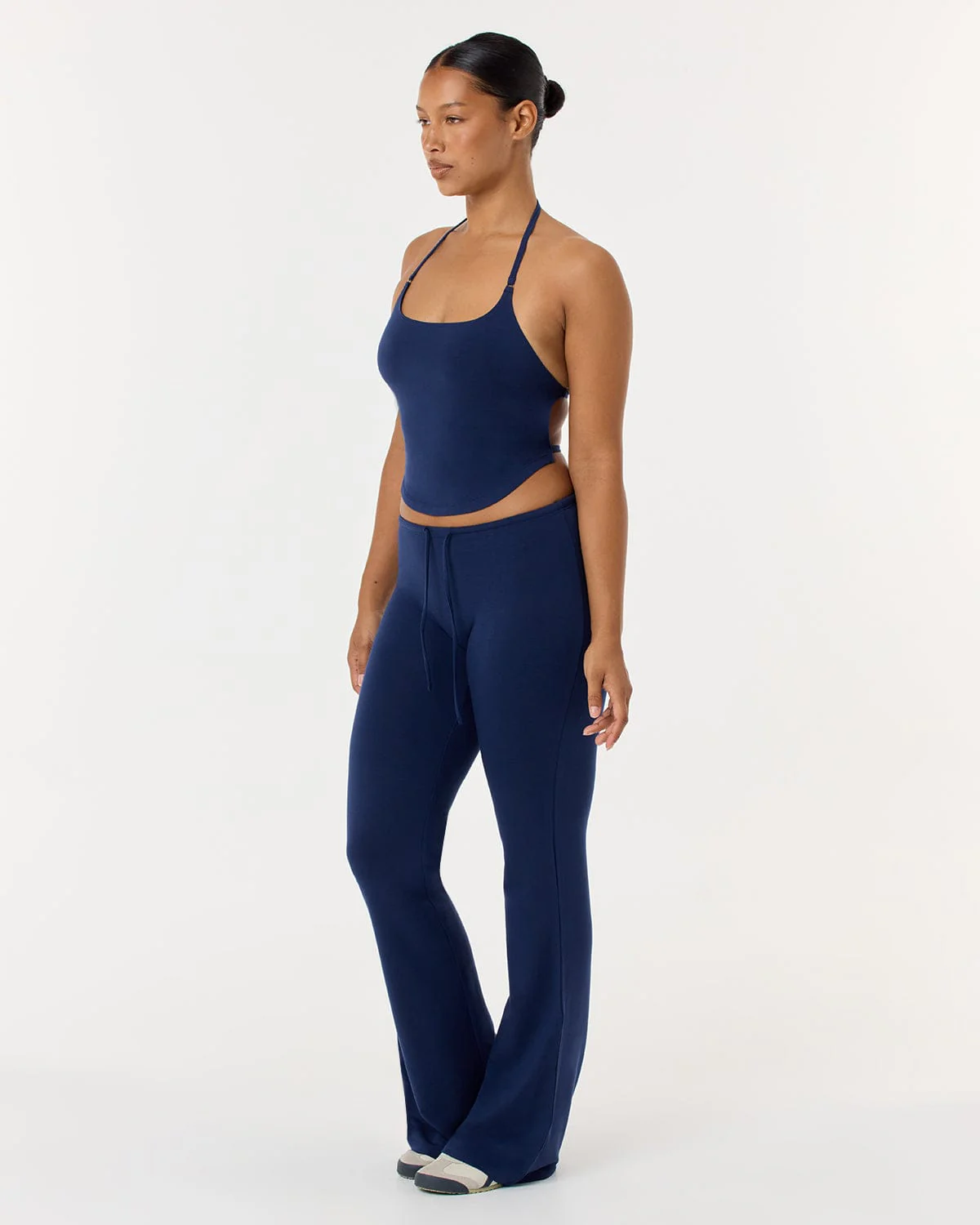 Drawstring Flare Pants | Navy - Image 4