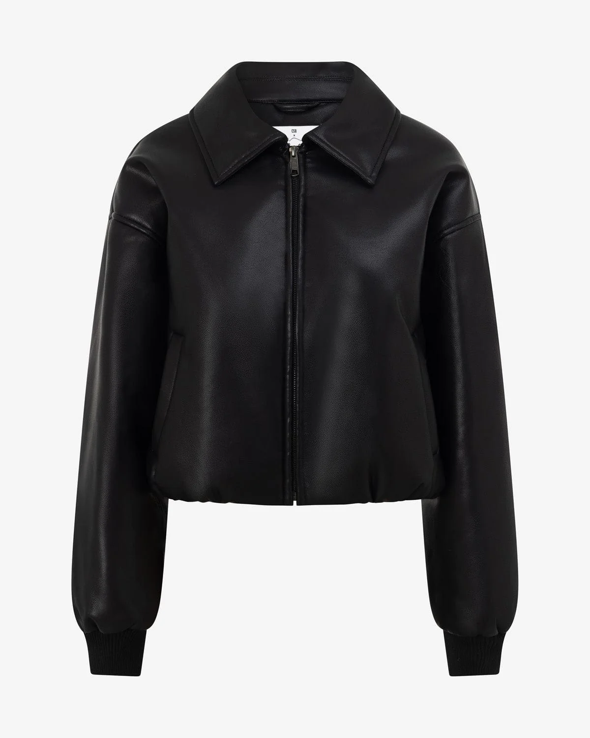 Faux Leather Bomber Jacket | Black - Image 9