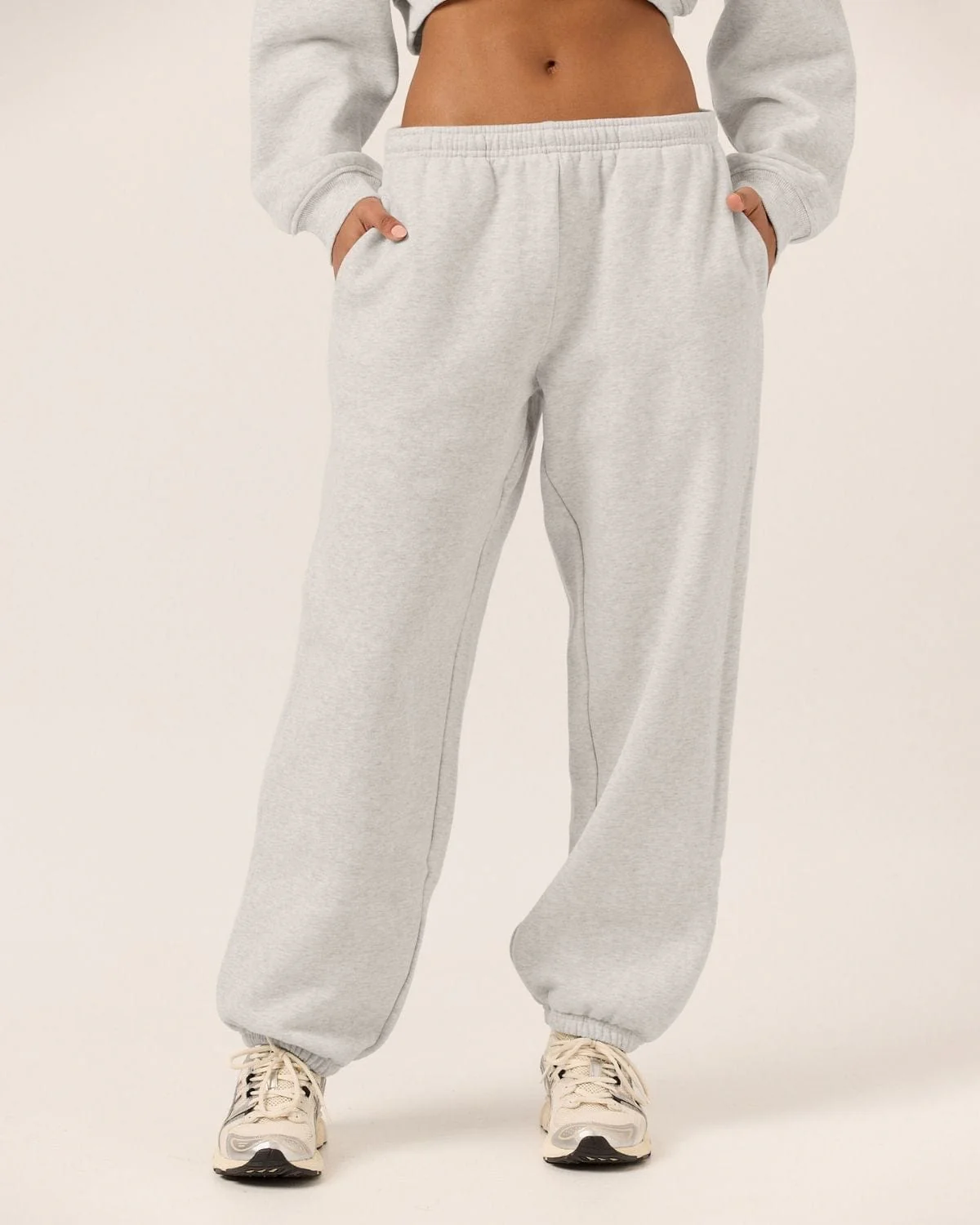 Fleece Oversized Cuff Sweatpants | Snow Marl - Image 2