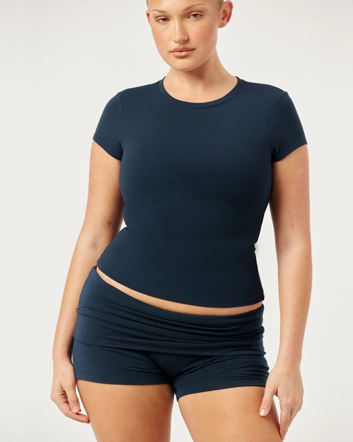 Foldover Yoga Shorts | Deep Navy - Image 6