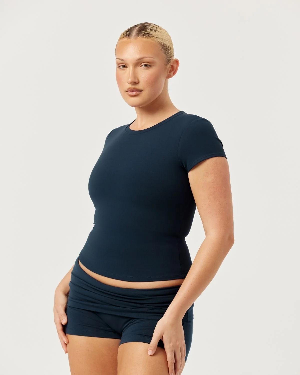 Foldover Yoga Shorts | Deep Navy - Image 7