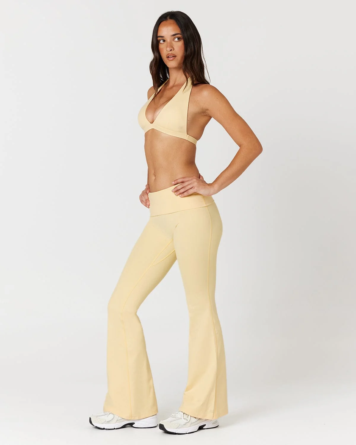 Form Invisible Scrunch Flare Fold Over Leggings | Butter - Image 3