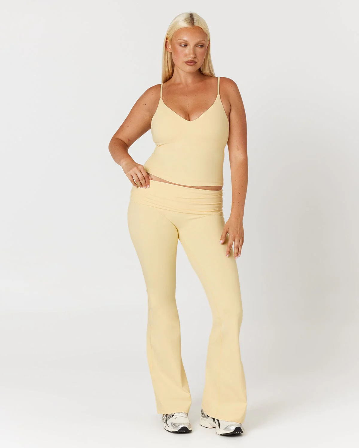 Form Invisible Scrunch Flare Fold Over Leggings | Butter - Image 5