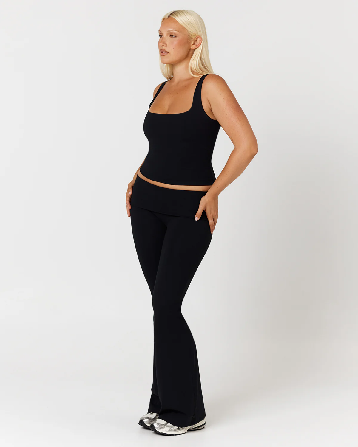 Form Invisible Scrunch Flare Fold Over Leggings | Black - Image 3