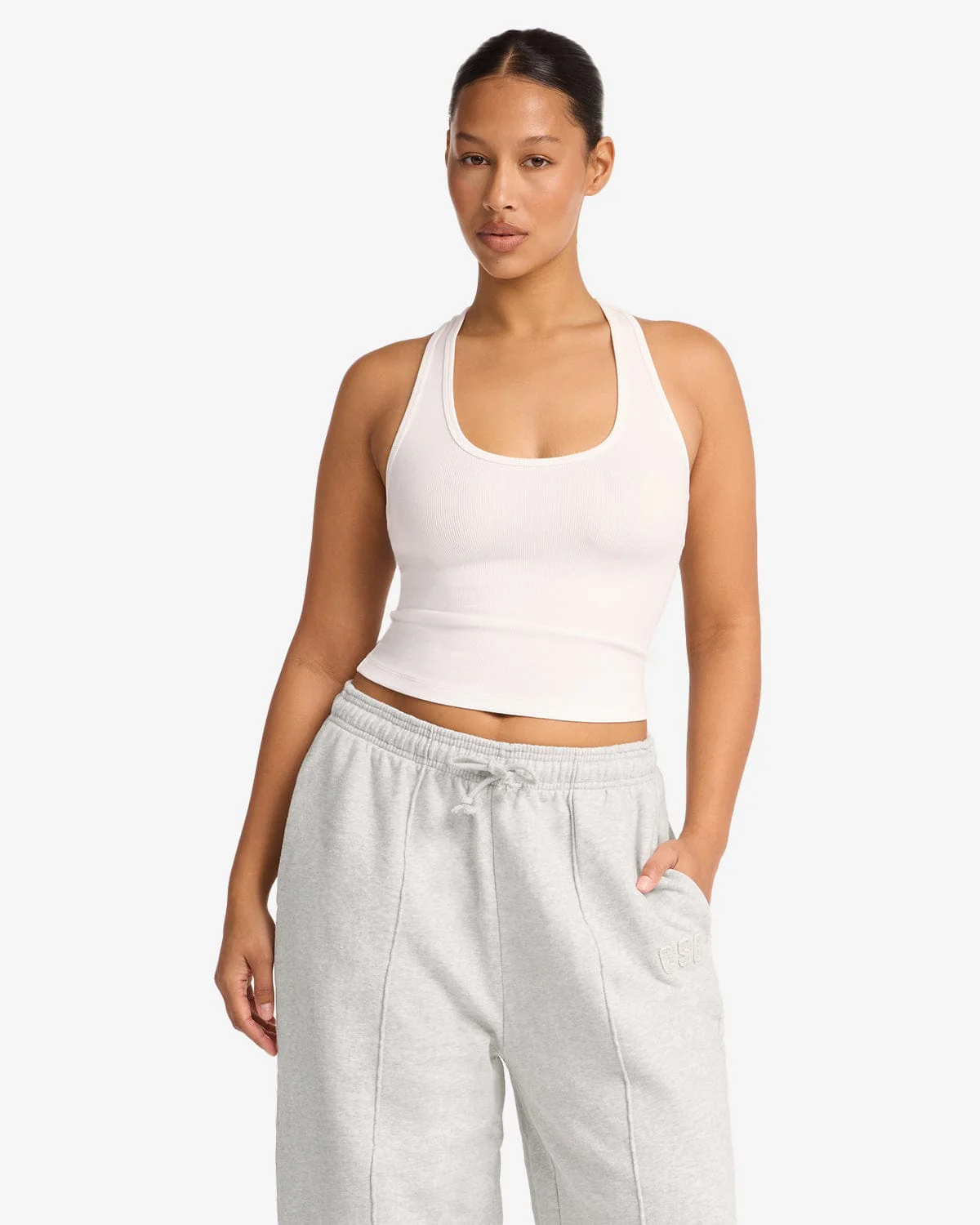Longline Rib Tank | White - Image 5