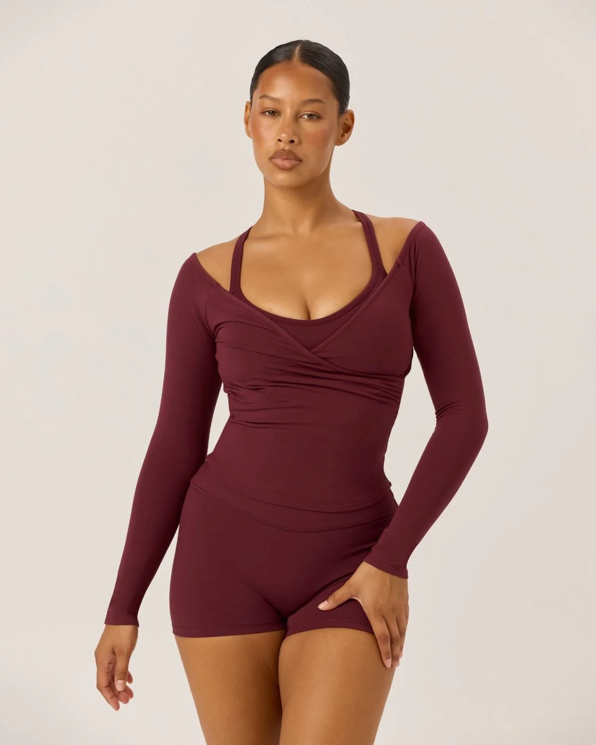 Off Shoulder Wrap Top | Burgundy - Image 5