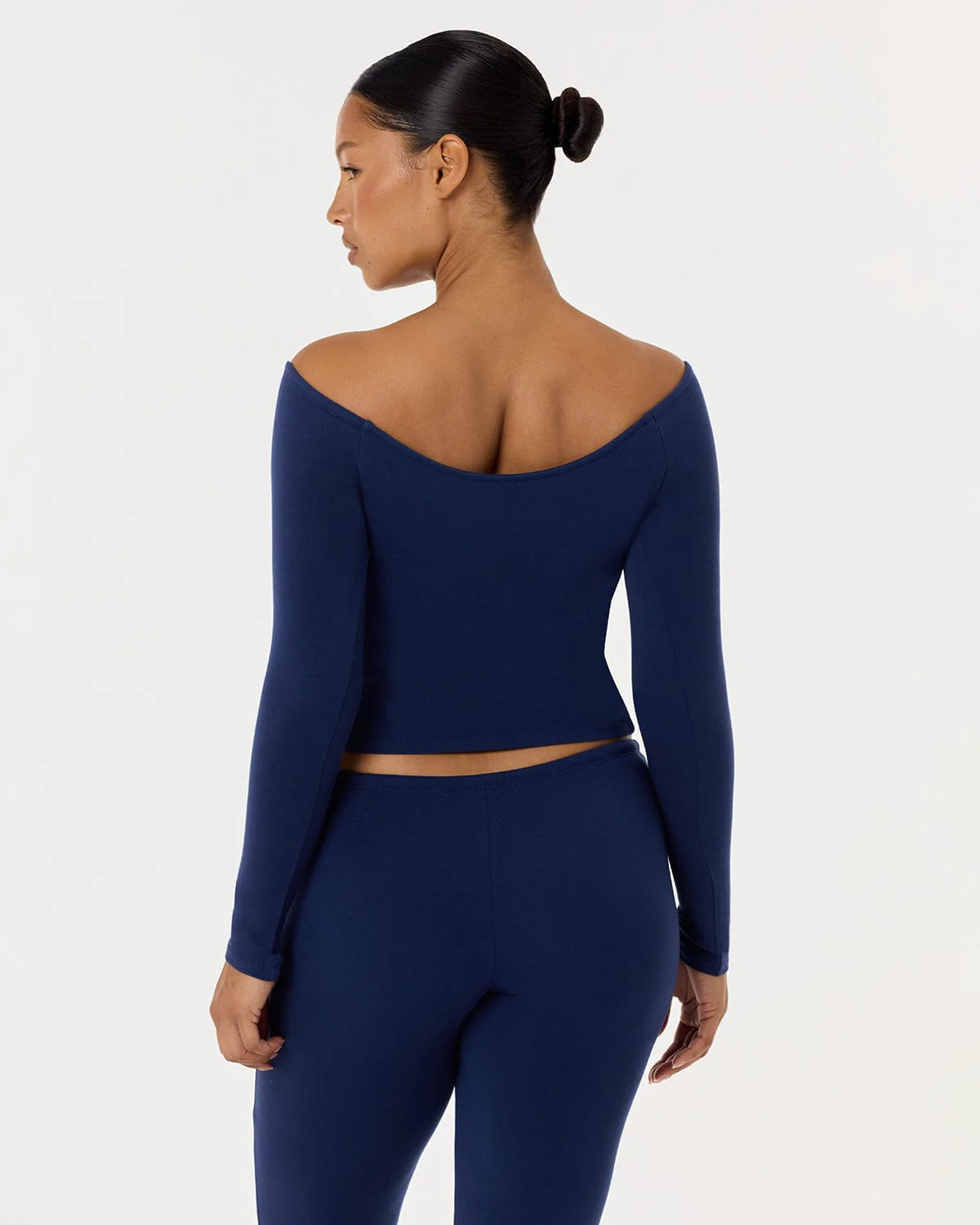 Off Shoulder Wrap Top | Navy - Image 4