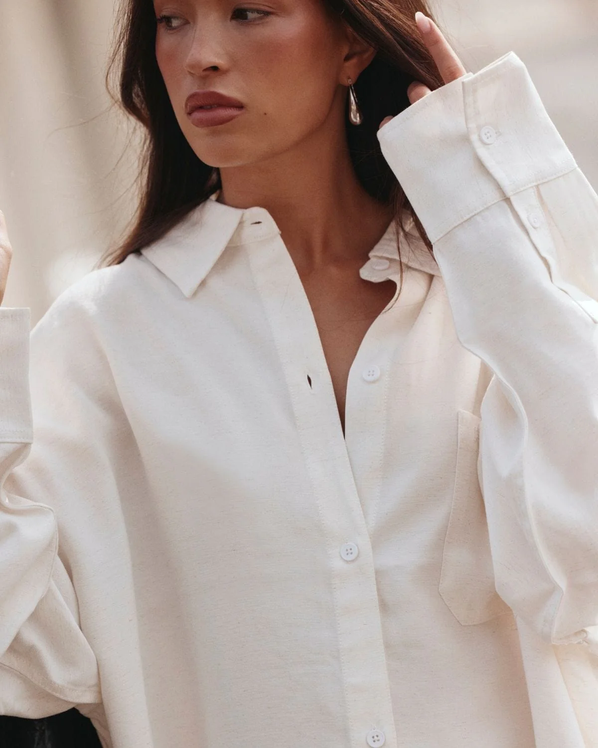 Oversized Button Up Shirt | White - Image 3