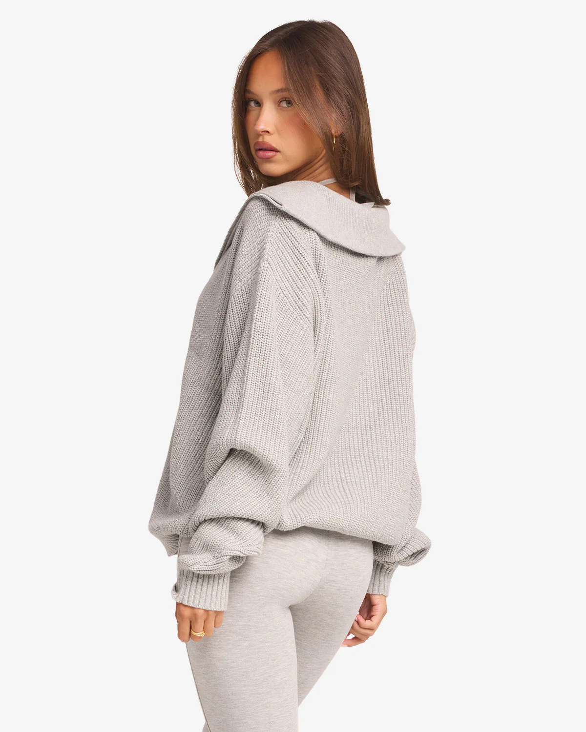 Oversized Knit Sweater | Grey Marl - Image 7