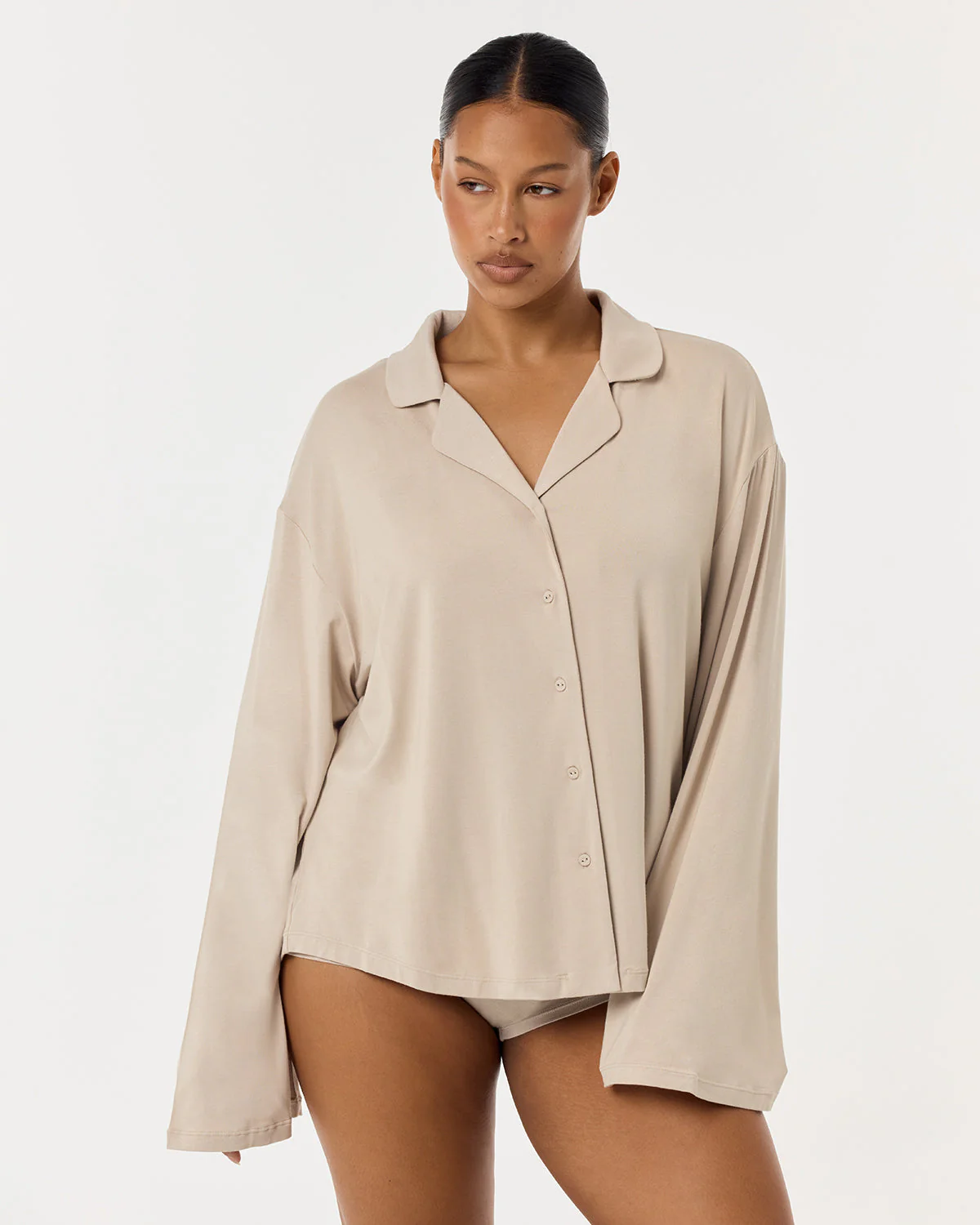 Relaxed Long Sleeve Sleep Shirt | Teddy - Image 3
