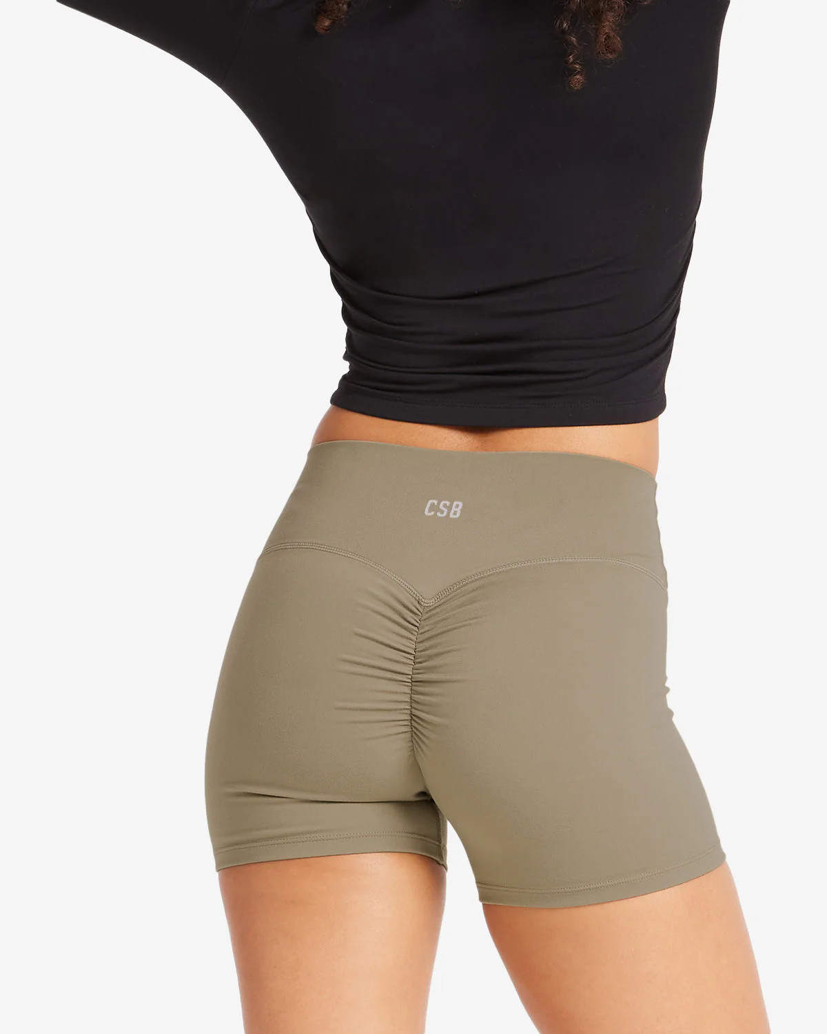 Serenity Drawstring Scrunch Shorts 4" | Vintage Khaki - Image 7