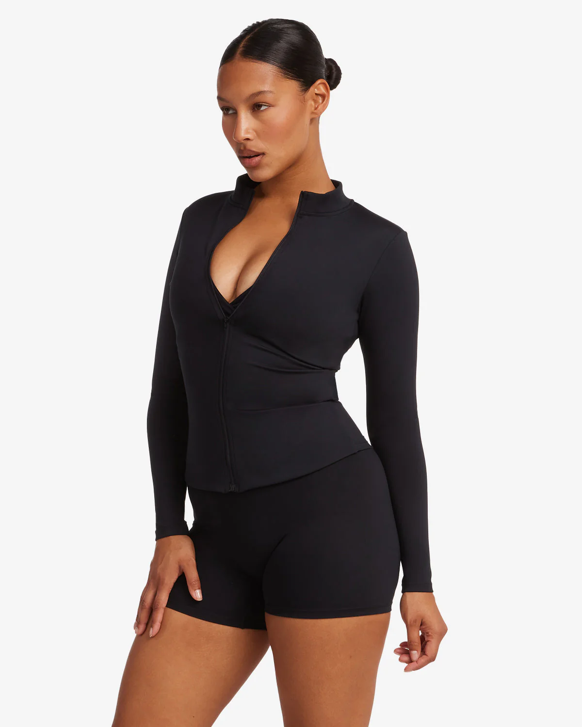Serenity Longline Zip Up Jacket | Black - Image 8