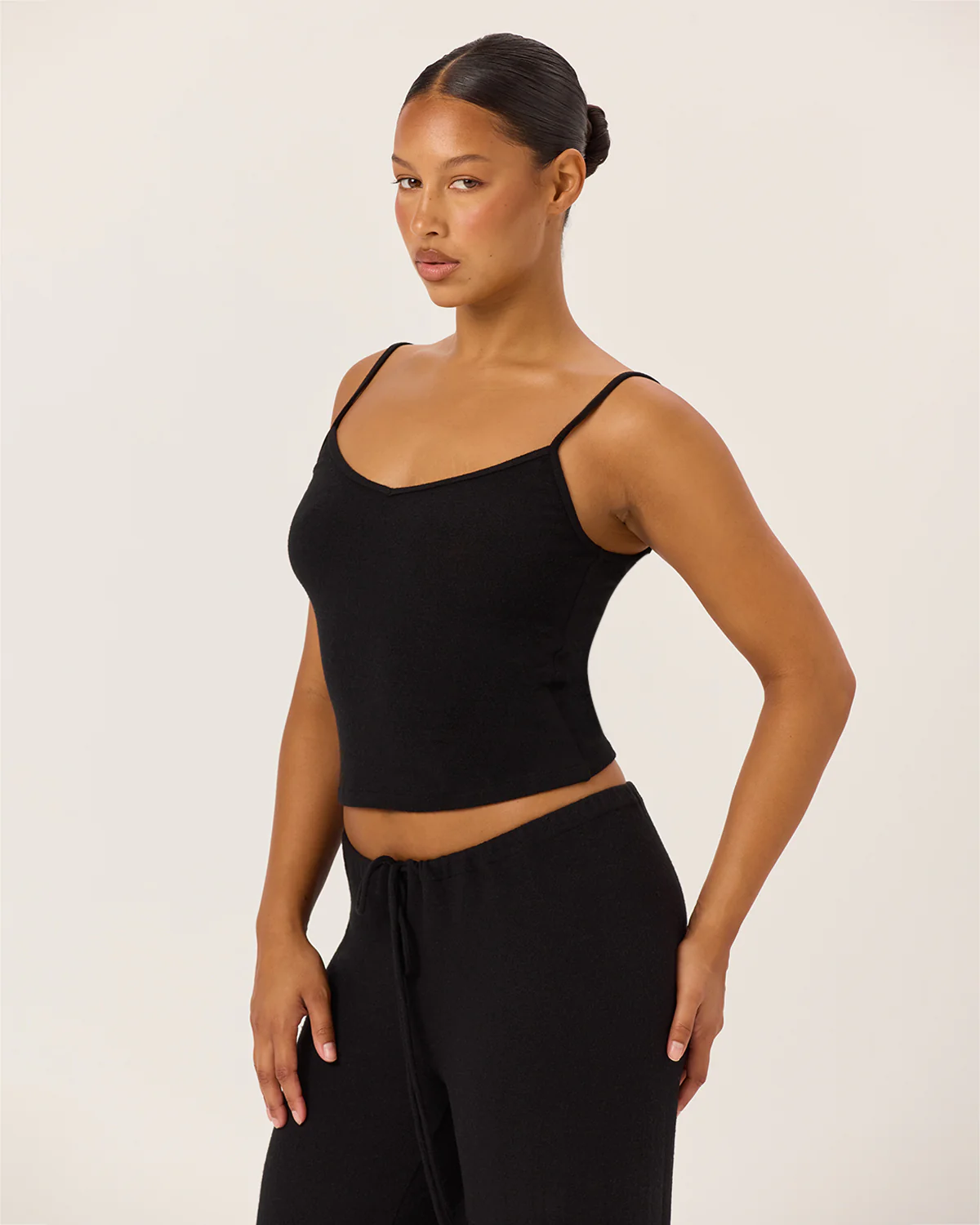 Terry Thin Strap Tank | Black - Image 6