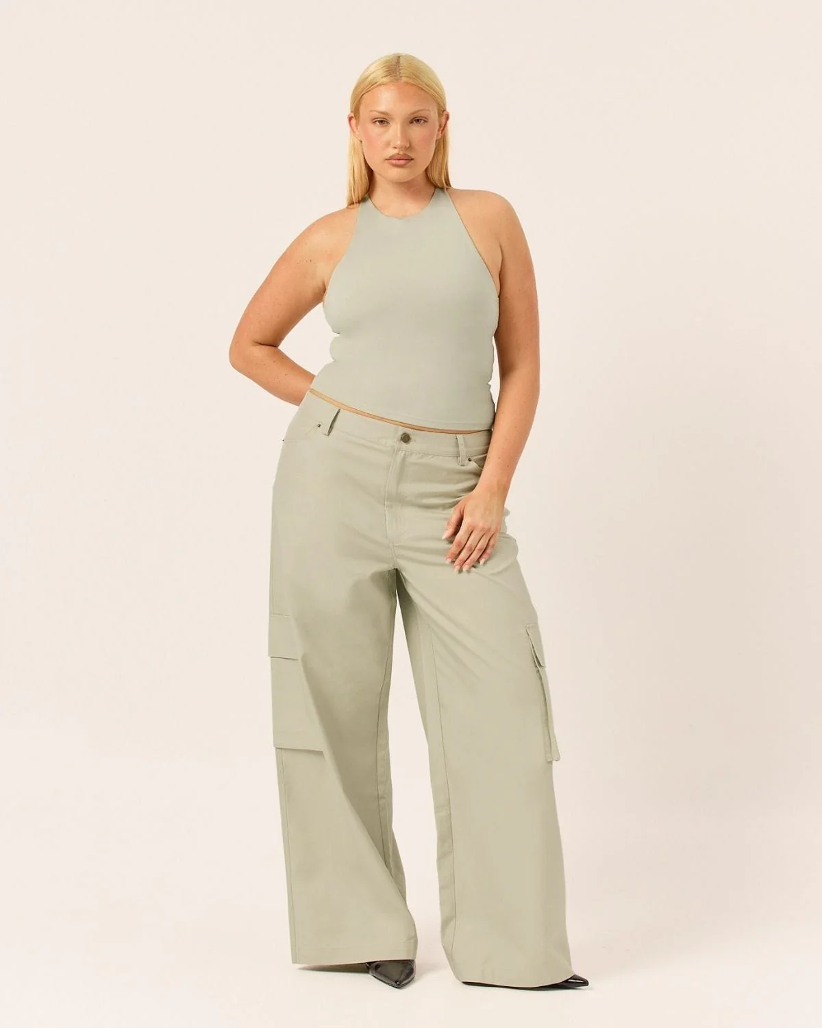 Wide Leg Cargo Pants | Sage - Image 6