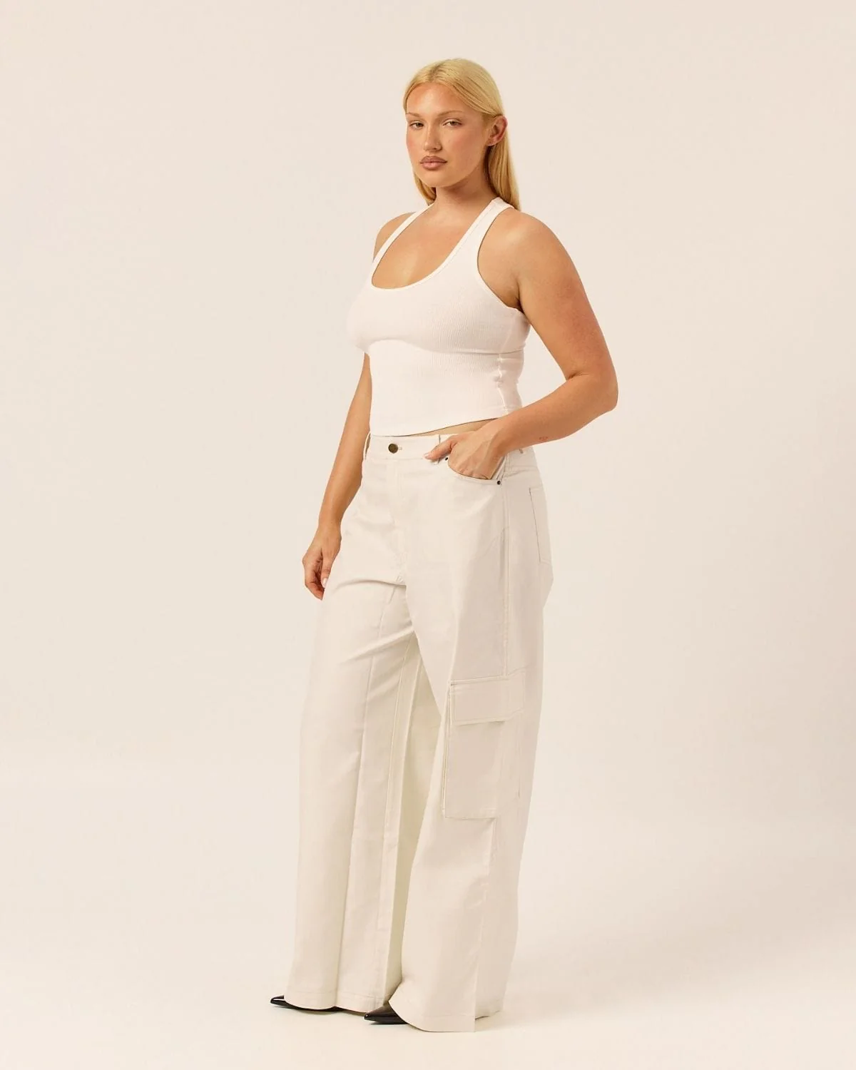 Wide Leg Cargo Pants | Vanilla - Image 5