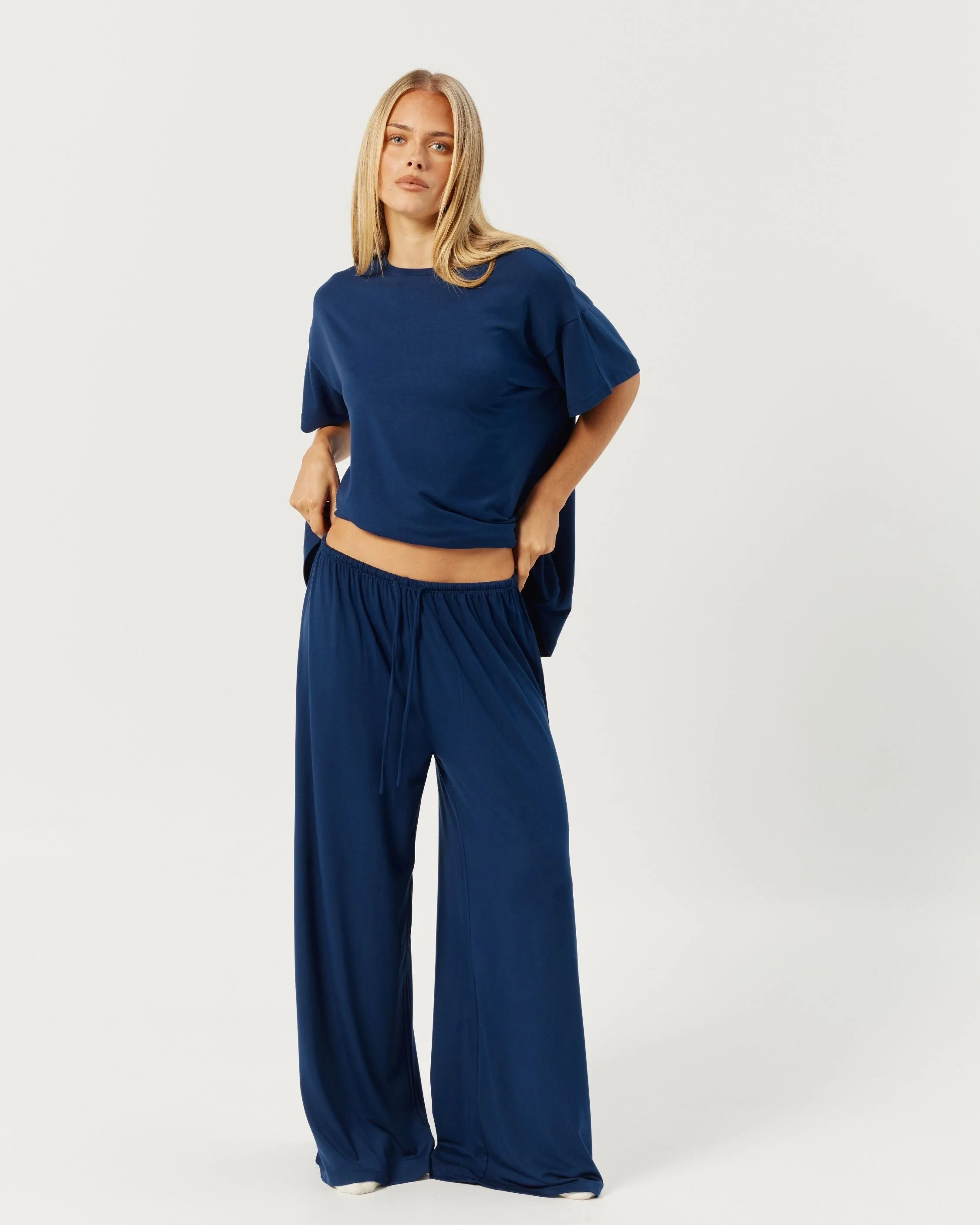 Wide Leg Sleep Pant | Navy - Image 6